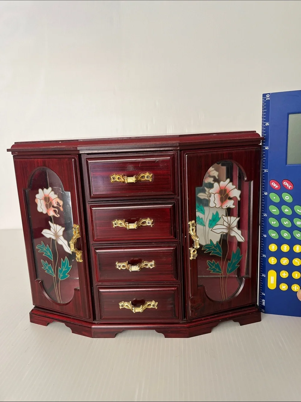 Vintage Faux Wood Musical Jewelry Armoire